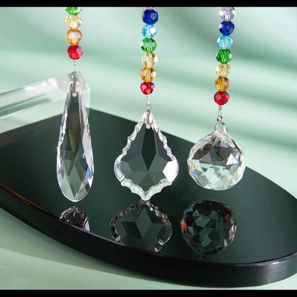 Set of 3 Crystal Glass Hanging Suncatcher - Picture 2 of 3
